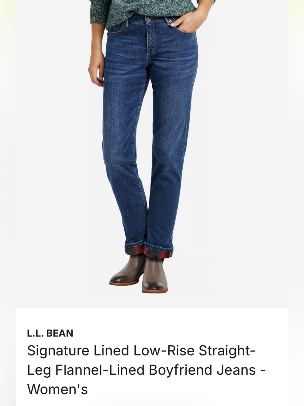 NWT LL Bean Signature Lined Boyfriend Jeans - Picture 2 of 8